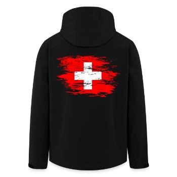 Schweiz Flagge used - Recycelte Männer Softshell-Jacke von Stanley/Stella - Schwarz - Hinten - AI Model Male 185 light (185cm)