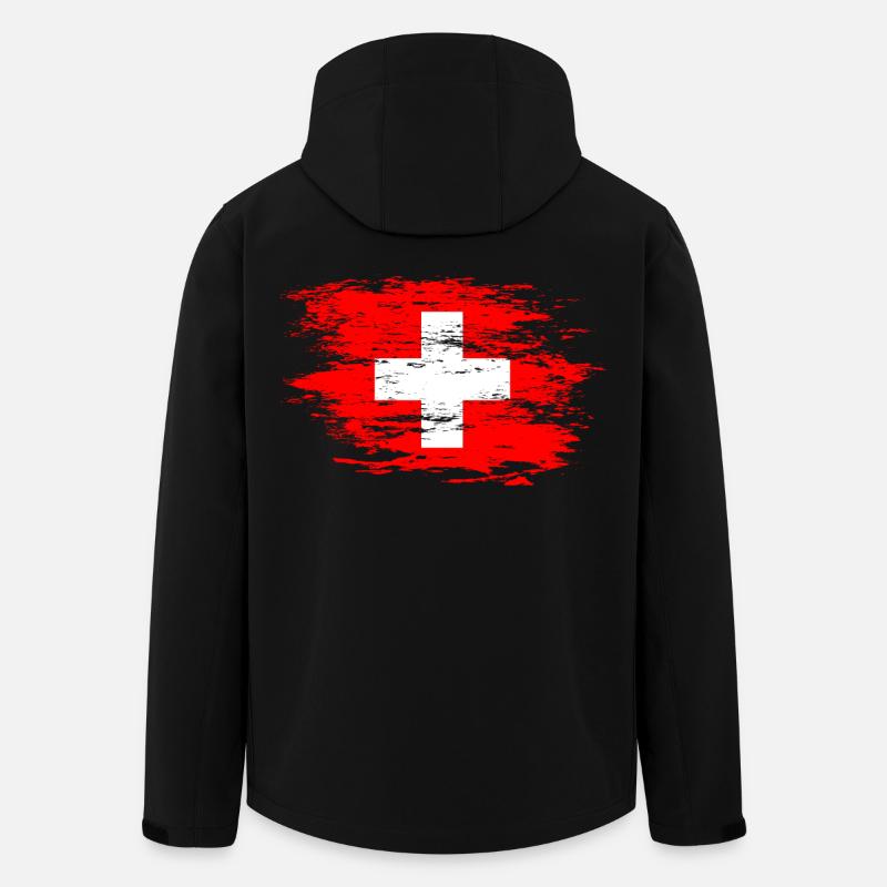Drapeau suisse utilisé - Veste softshell homme en polyester recyclé Stanley/Stella - noir