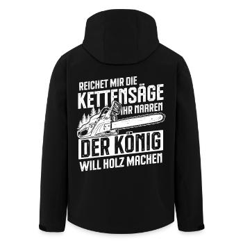 Der König will Holz machen-Holzfäller Kettensäge - Recycelte Männer Softshell-Jacke von Stanley/Stella - Schwarz - Hinten - AI Model Male 185 light (185cm)