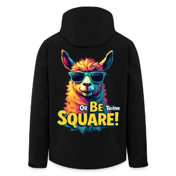 Be Teine or Be Square – Bold Llama Design - Men’s Recycled Softshell Jacket by Stanley/Stella - black - Back - AI Model Male 185 light (185cm)