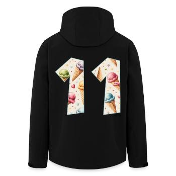 CREAM NUMBER 11 YEARS CREAM 11TH BIRTHDAY - Men’s Recycled Softshell Jacket by Stanley/Stella - black - Back - AI Model Male 185 light (185cm)