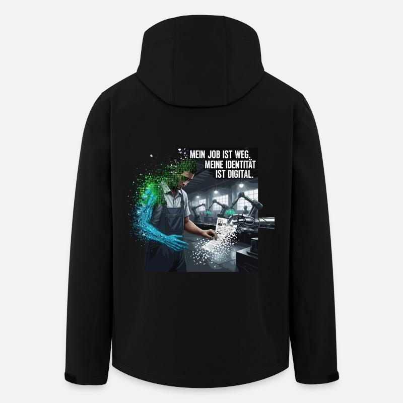 Emploi perdu, identité numérique. - Veste softshell homme en polyester recyclé Stanley/Stella - noir