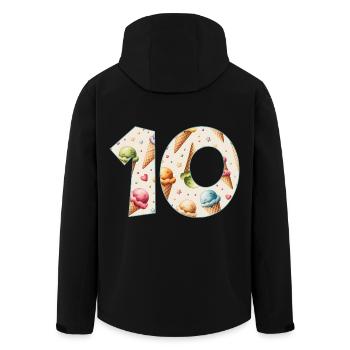 EISCREME NUMMER 10 JAHRE EIS 10. GEBURTSTAG - Recycelte Männer Softshell-Jacke von Stanley/Stella - Schwarz - Hinten - AI Model Male 185 light (185cm)