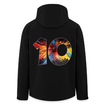 NUMMER 10 JAHRE 10. GEBURTSTAG - Recycelte Männer Softshell-Jacke von Stanley/Stella - Schwarz - Hinten - AI Model Male 185 light (185cm)