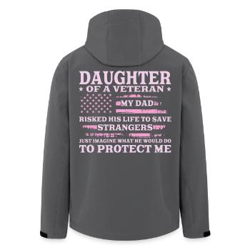 Fille d’un vétéran du drapeau américain avec un design rose - Veste softshell homme en polyester recyclé Stanley/Stella - charbon - Dos - AI Model Male 185 light (185cm)