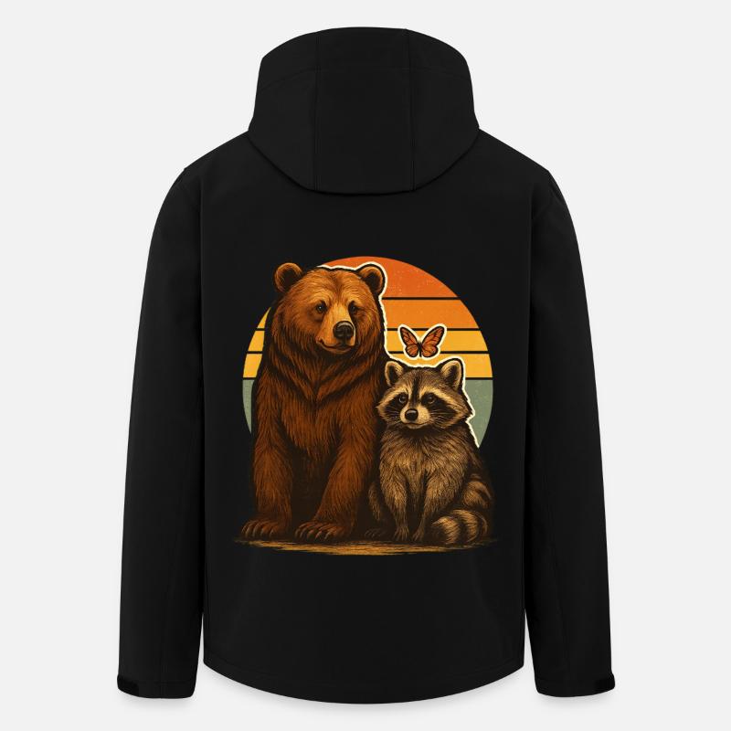 Bär Waschbär Tierfreunde - Recycelte Männer Softshell-Jacke Discoverer von Stanley/Stella - Schwarz