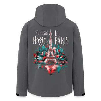 Paris Tour Eiffel, France City Skyline Night - Veste softshell homme en polyester recyclé Stanley/Stella - charbon - Dos - AI Model Male 185 light (185cm)