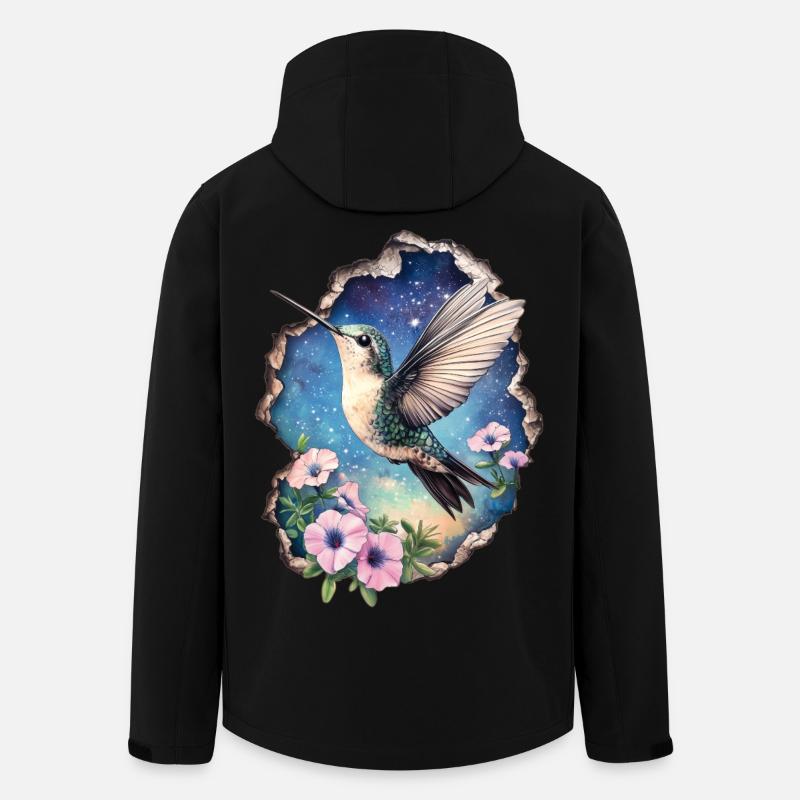 Kolibri mit Blüten - Recycelte Männer Softshell-Jacke von Stanley/Stella - Schwarz