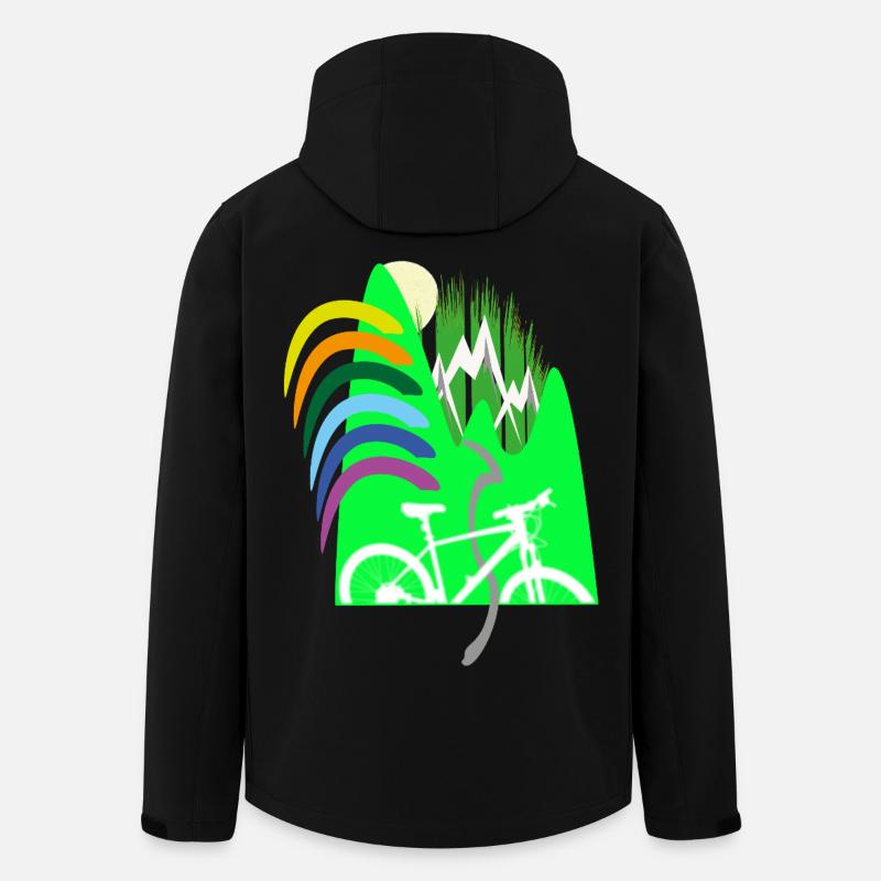 Cycle path mountains rainbow - Men’s Recycled Softshell Jacket by Stanley/Stella - black
