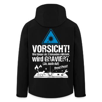 Laser_Cutter_Engraving_Shirt_Geschenk - Recycelte Männer Softshell-Jacke von Stanley/Stella - Schwarz - Hinten - AI Model Male 185 light (185cm)