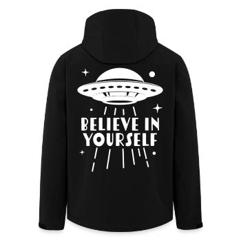 Believe in Yourself UFO - Men’s Recycled Softshell Jacket by Stanley/Stella - black - Back - AI Model Male 185 light (185cm)
