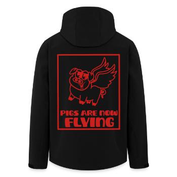 Schweine fliegen jetzt, harte Zeiten - Recycelte Männer Softshell-Jacke von Stanley/Stella - Schwarz - Hinten - AI Model Male 185 light (185cm)