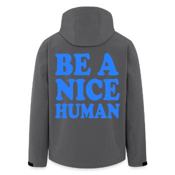 Be a nice human - Men’s Recycled Softshell Jacket by Stanley/Stella - black - Back - AI Model Male 185 light (185cm)
