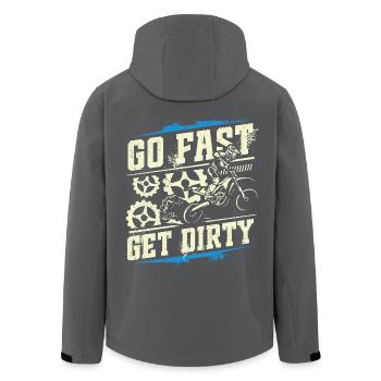 Ride Fast, Get Dirty - Motocross Saying - Men’s Recycled Softshell Jacket by Stanley/Stella - black - Back - AI Model Male 185 light (185cm)