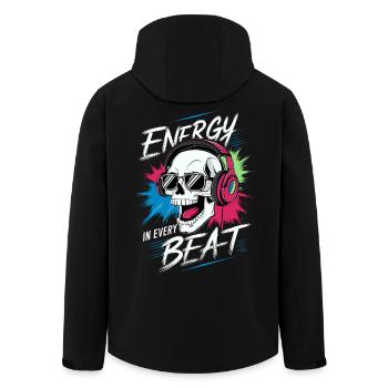 Totenkopf mit Kopfhörer - Energy in every beat - Recycelte Männer Softshell-Jacke von Stanley/Stella - Schwarz - Hinten - AI Model Male 185 light (185cm)