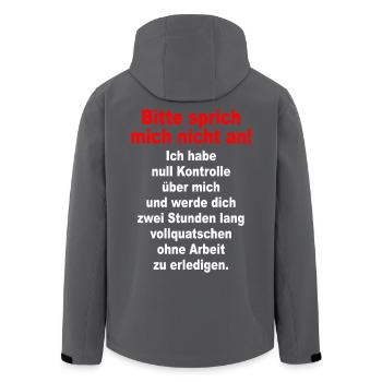 S’il vous plaît, ne me parlez pas, ironie, sarcasme, bureau - Veste softshell homme en polyester recyclé Stanley/Stella - charbon - Dos - AI Model Male 185 light (185cm)