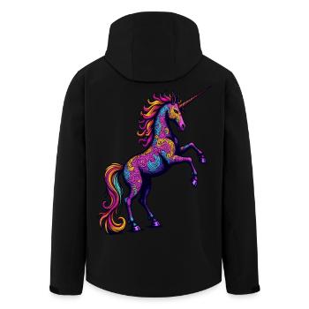 Neon Pattern Unicorn – Colorful Fantasy Magic - Men’s Recycled Softshell Jacket by Stanley/Stella - black - Back - AI Model Male 185 light (185cm)