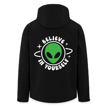 Glaube an dich selbst - Recycelte Männer Softshell-Jacke von Stanley/Stella - Schwarz - Hinten - AI Model Male 185 light (185cm)