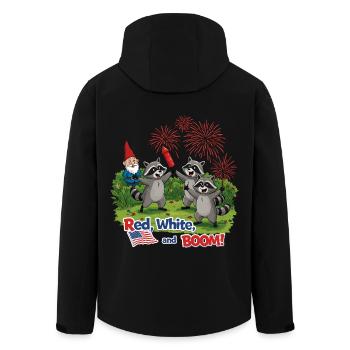 Raccoon 4th of July Fireworks Party - Men’s Recycled Softshell Jacket by Stanley/Stella - black - Back - AI Model Male 185 light (185cm)