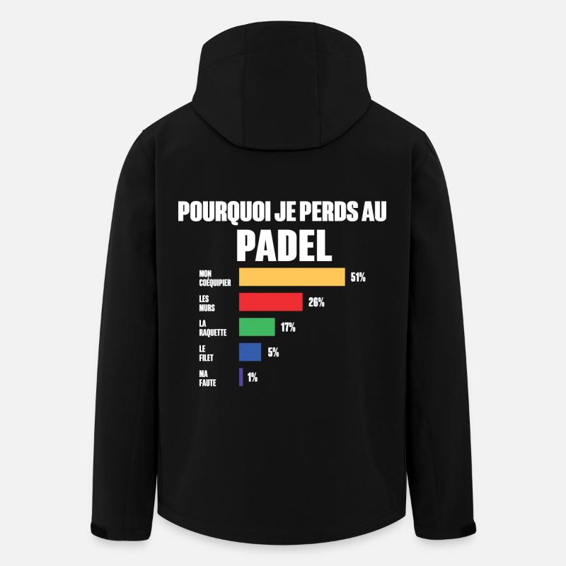 Maillot Padel je peux pas j'ai Padel - Veste softshell homme en polyester recyclé Stanley/Stella - noir