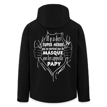 Papy Super-Héro - Veste softshell homme en polyester recyclé Stanley/Stella - noir - Dos - AI Model Male 185 light (185cm)