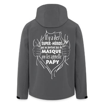 Papy Super-Héro - Veste softshell homme en polyester recyclé Stanley/Stella - charbon - Dos - AI Model Male 185 light (185cm)