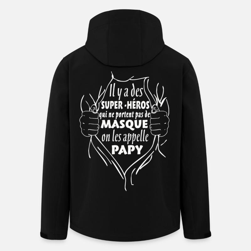 Papy Super-Héro - Veste softshell homme en polyester recyclé Stanley/Stella - noir