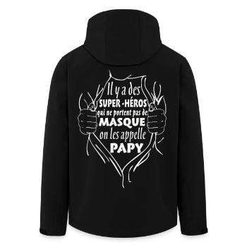 Papy Super-Héros - Veste softshell homme en polyester recyclé Stanley/Stella - noir - Dos - AI Model Male 185 light (185cm)