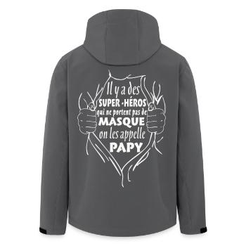 Papy Super-Héros - Veste softshell homme en polyester recyclé Stanley/Stella - charbon - Dos - AI Model Male 185 light (185cm)