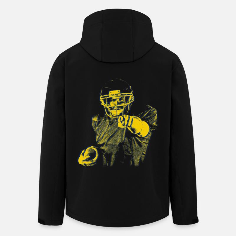 Gelb Blau Football-Star Zeigefinger - Recycelte Männer Softshell-Jacke von Stanley/Stella - Schwarz