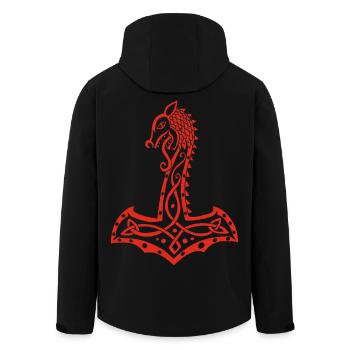 Loup rouge et marteau de Thor - Veste softshell homme en polyester recyclé Stanley/Stella - noir - Dos - AI Model Male 185 light (185cm)