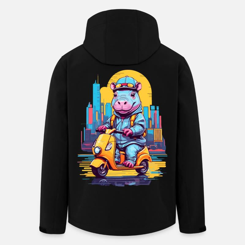 Nilpferd auf Roller - Recycelte Männer Softshell-Jacke von Stanley/Stella - Schwarz