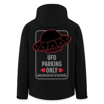 Ufo Parking Only | Colors changeable - Men’s Recycled Softshell Jacket by Stanley/Stella - black - Back - AI Model Male 185 light (185cm)
