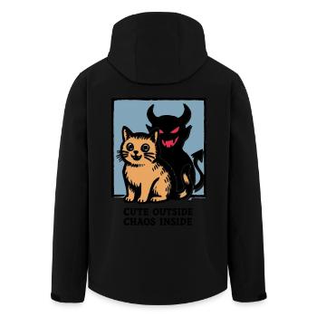 Cute Outside Chaos Inside Devilish Cat Funny Shirt - Men’s Recycled Softshell Jacket by Stanley/Stella - black - Back - AI Model Male 185 light (185cm)