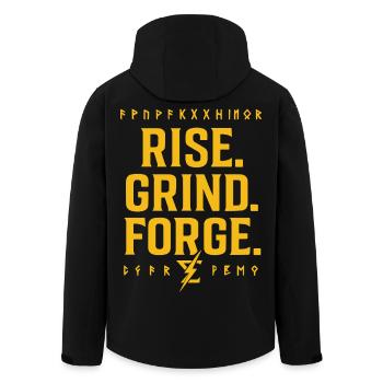 Rise Grind Forge – Motivation Tee - Men’s Recycled Softshell Jacket by Stanley/Stella - black - Back - AI Model Male 185 light (185cm)