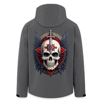 Gothic Totenschädel Säbel Flügel Totenkopf schwarz rot - Recycelte Männer Softshell-Jacke von Stanley/Stella - Schwarz - Hinten - AI Model Male 185 light (185cm)