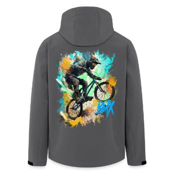 BMX - Men’s Recycled Softshell Jacket by Stanley/Stella - black - Back - AI Model Male 185 light (185cm)