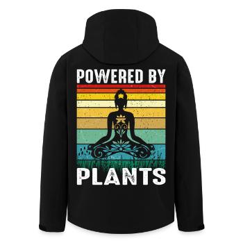 Vegan Yoga Retro Design – Powered by Plants - Men’s Recycled Softshell Jacket by Stanley/Stella - black - Back - AI Model Male 185 light (185cm)