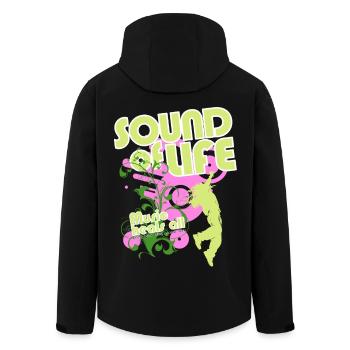 Sound Life Neon Urbane Musik - Recycelte Männer Softshell-Jacke von Stanley/Stella - Schwarz - Hinten - AI Model Male 185 light (185cm)