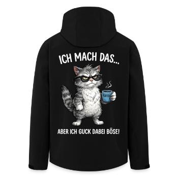 Katze - Ich mach das … aber ich guck dabei böse - Recycelte Männer Softshell-Jacke von Stanley/Stella - Schwarz - Hinten - AI Model Male 185 light (185cm)