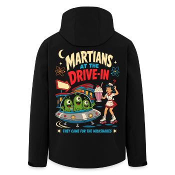 Martians at the Drive-In Diner - Men’s Recycled Softshell Jacket by Stanley/Stella - black - Back - AI Model Male 185 light (185cm)