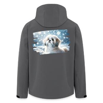 Winter Dream with a Cute Shih Tzu in the Snow - Men’s Recycled Softshell Jacket by Stanley/Stella - black - Back - AI Model Male 185 light (185cm)