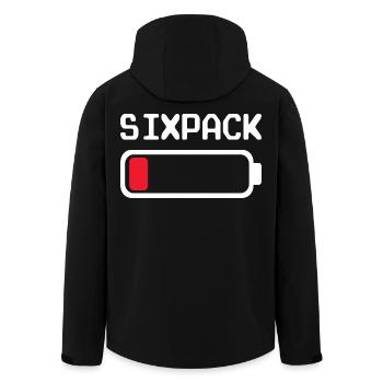 Six-pack – Fun outfit with a low battery - Men’s Recycled Softshell Jacket by Stanley/Stella - black - Back - AI Model Male 185 light (185cm)