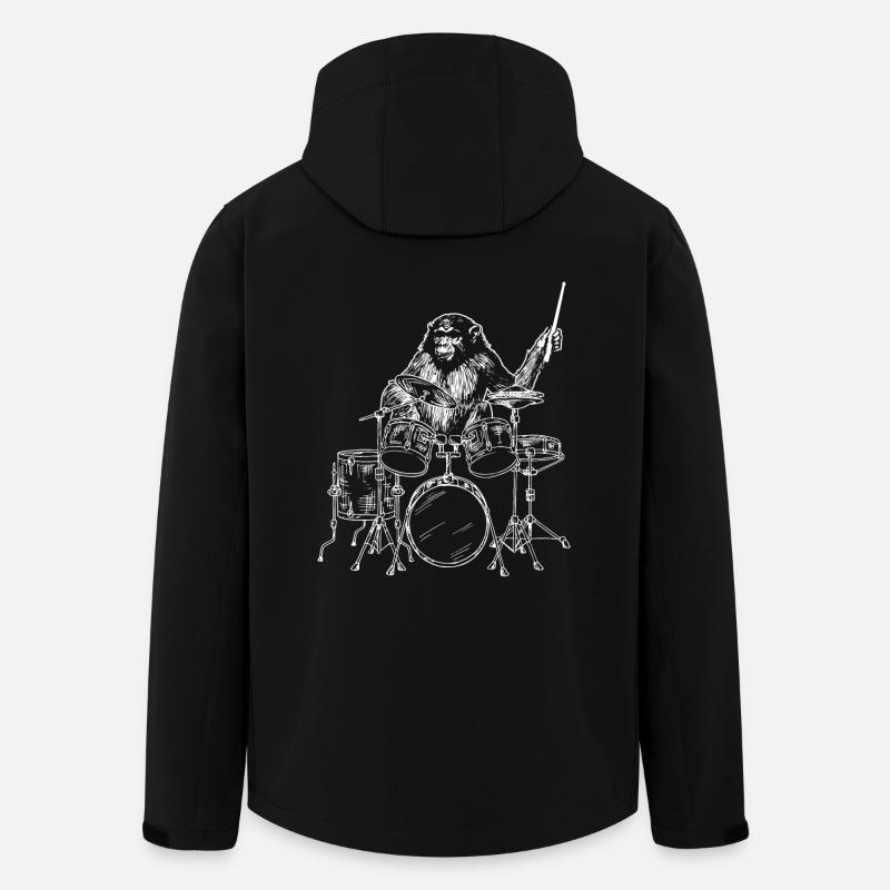 Affe Schlagzeuger Drummer - Recycelte Männer Softshell-Jacke von Stanley/Stella - Schwarz
