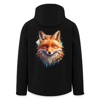Fox Cartoon Portrait Cool Colorful - Men’s Recycled Softshell Jacket by Stanley/Stella - black - Back - AI Model Male 185 light (185cm)