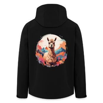 Alpaca Llama Cool magnificent background - Men’s Recycled Softshell Jacket by Stanley/Stella - black - Back - AI Model Male 185 light (185cm)