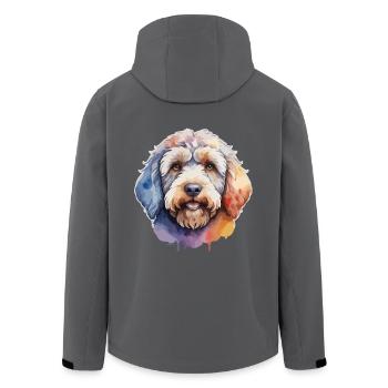 Labradoodle Hund Niedlich Bunt - Recycelte Männer Softshell-Jacke von Stanley/Stella - Schwarz - Hinten - AI Model Male 185 light (185cm)