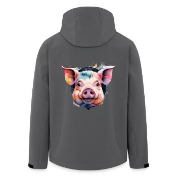 Pig Pig Cool Colored - Men’s Recycled Softshell Jacket by Stanley/Stella - black - Back - AI Model Male 185 light (185cm)