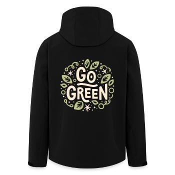 Go green eco friendly vegan végétarien aesthetic - Veste softshell homme en polyester recyclé Stanley/Stella - noir - Dos - AI Model Male 185 light (185cm)