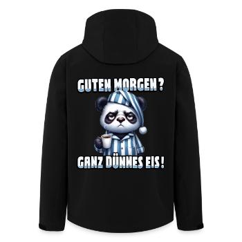 Guten Morgen? Ganz dünnes Eis - Panda mit Kaffee - Recycelte Männer Softshell-Jacke von Stanley/Stella - Schwarz - Hinten - AI Model Male 185 light (185cm)